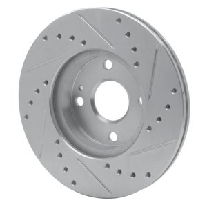 Mazda Miata Brake Rotor (1) - Front Left - R1 Concepts - Drilled & Slotted - Silver - `94-`02